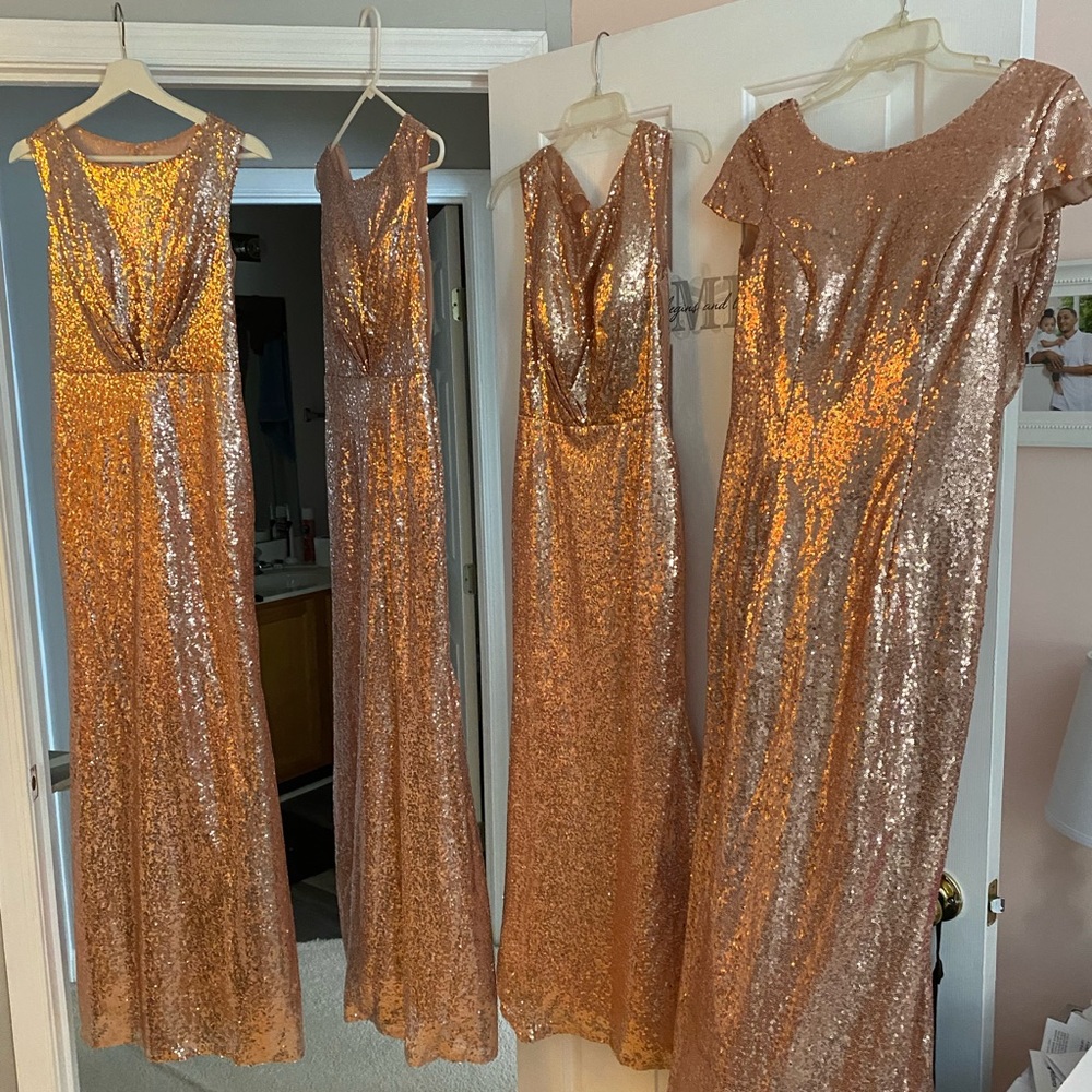 Rose Gold Sequin Bridesmaid Dresses